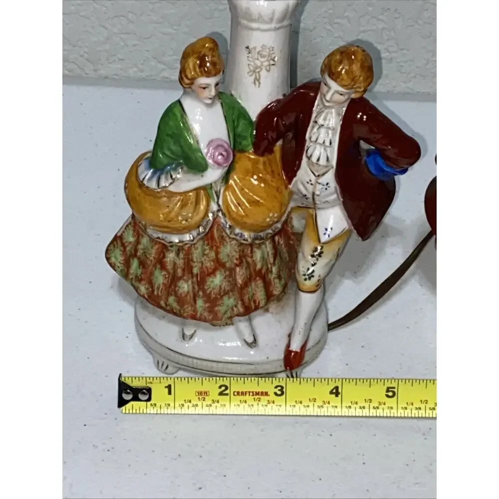 VTG Set Of 2 Made In Occupied Japan Porcelain Lamps Figurines Couples Work READ